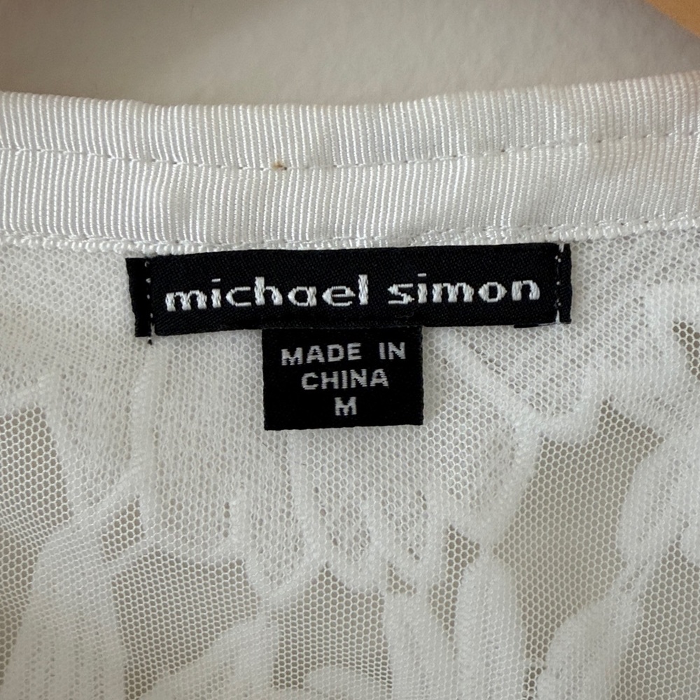 Michael Simon Floral Crochet Jacket White Gold Trim/Buttons Size Medium - Picture 3 of 8